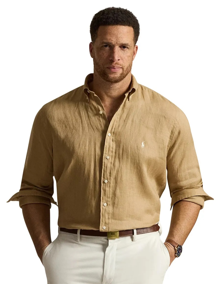 Polo Ralph Lauren linnen overhemd beige Big&Tall