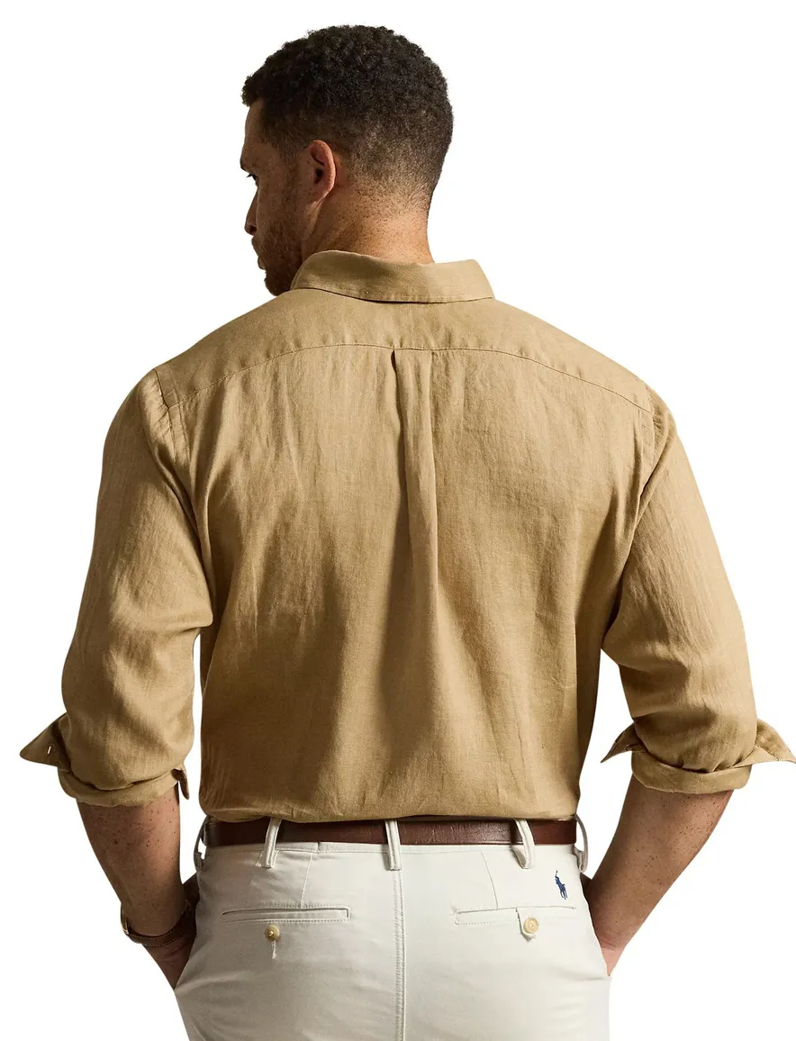 Polo Ralph Lauren linnen overhemd beige Big&Tall
