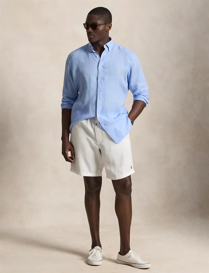 Polo Ralph Lauren overhemd linnen Big & Tall blauw