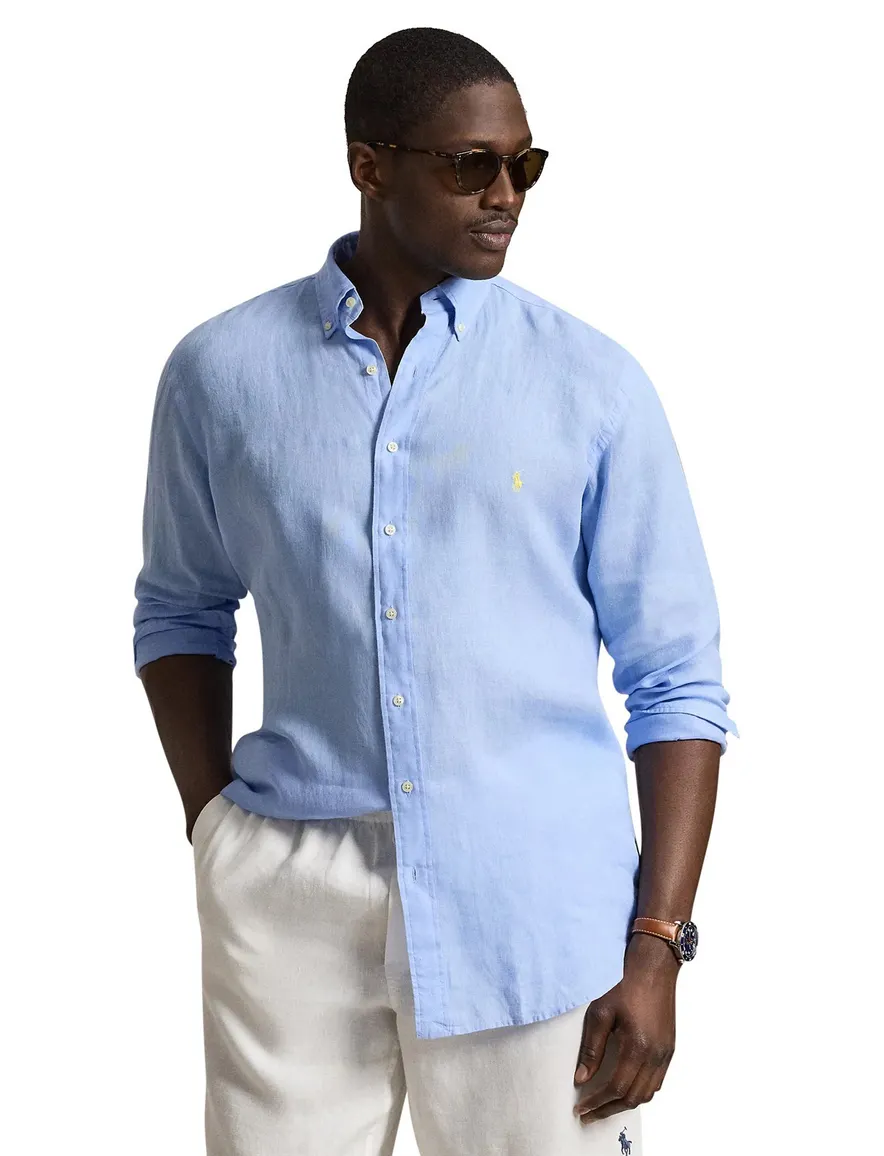 Polo Ralph Lauren overhemd linnen Big & Tall blauw