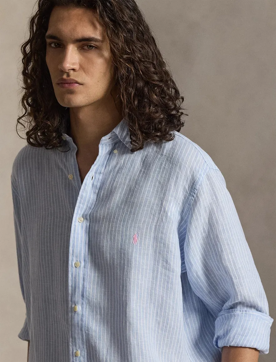 Polo Ralph Lauren overhemd blauw linnen streep B&T