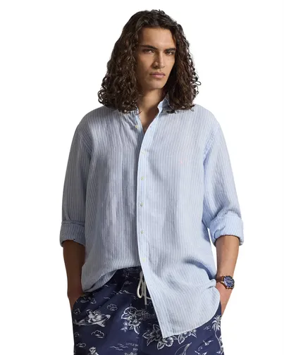 Polo Ralph Lauren Overhemd lichtblauw Polo Ralph Lauren Big & Tall gestreept linnen