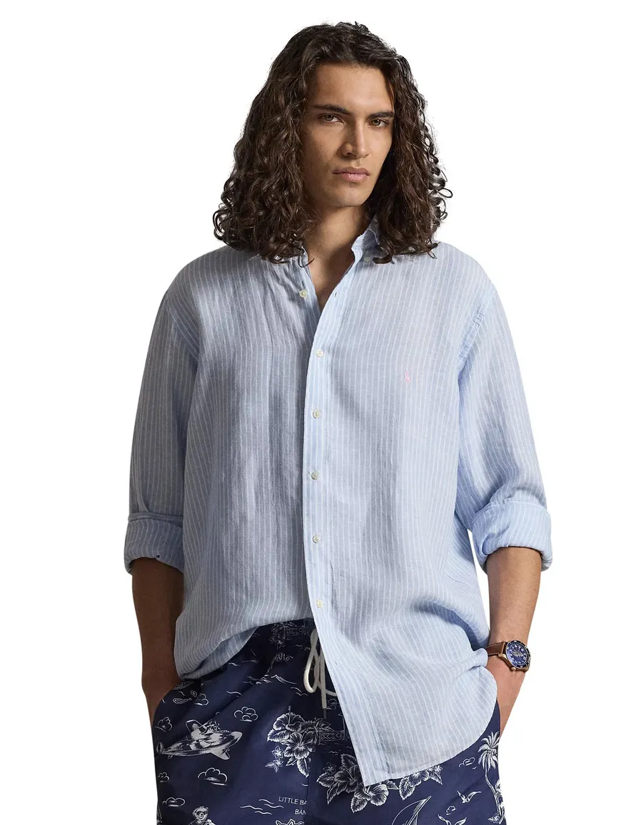 Polo Ralph Lauren overhemd blauw linnen streep B&T