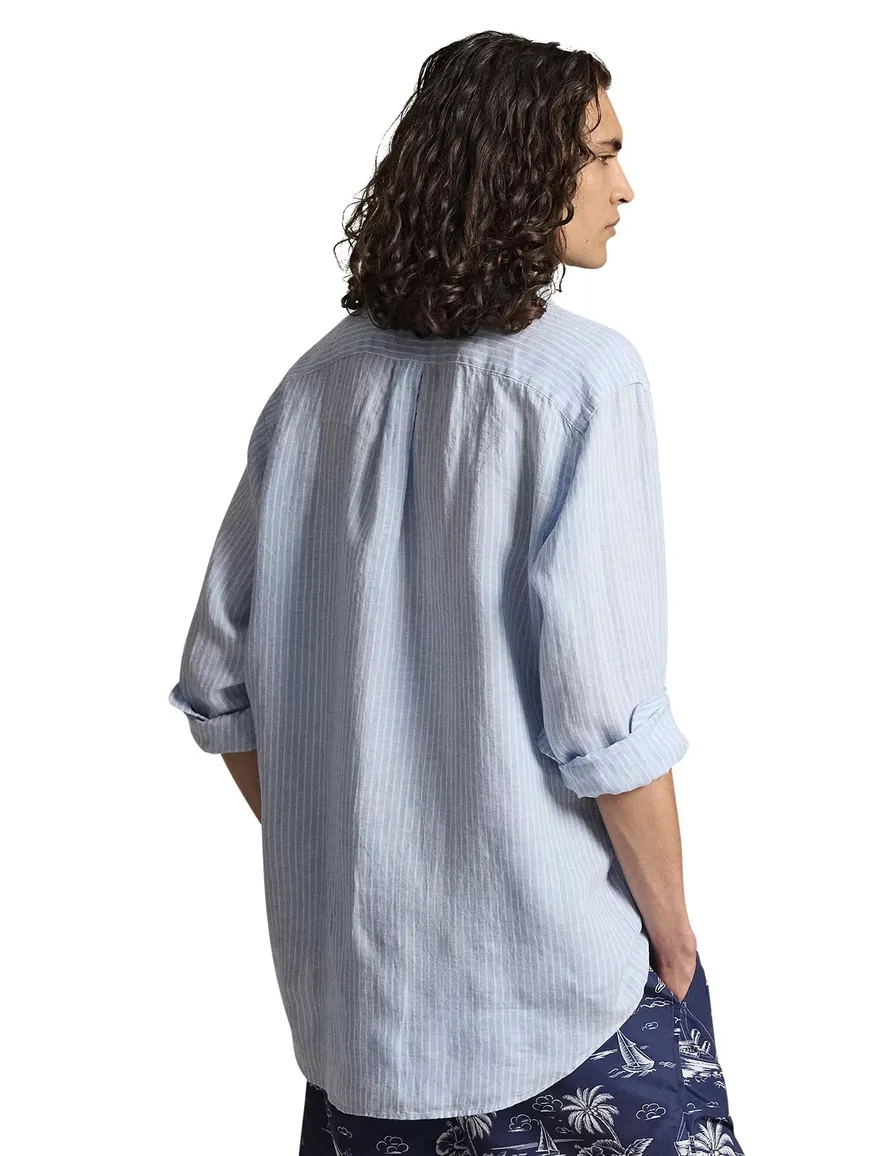Polo Ralph Lauren overhemd blauw linnen streep B&T