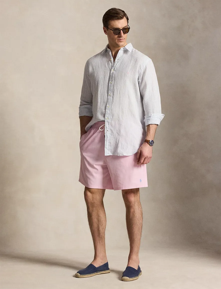 Polo Ralph Lauren Big & Tall overhemd wit gestreept linnen