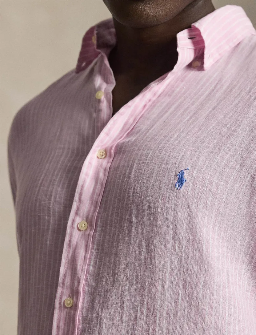 Linnen overhemd Polo Ralph Lauren Big & Tall roze wit strepen