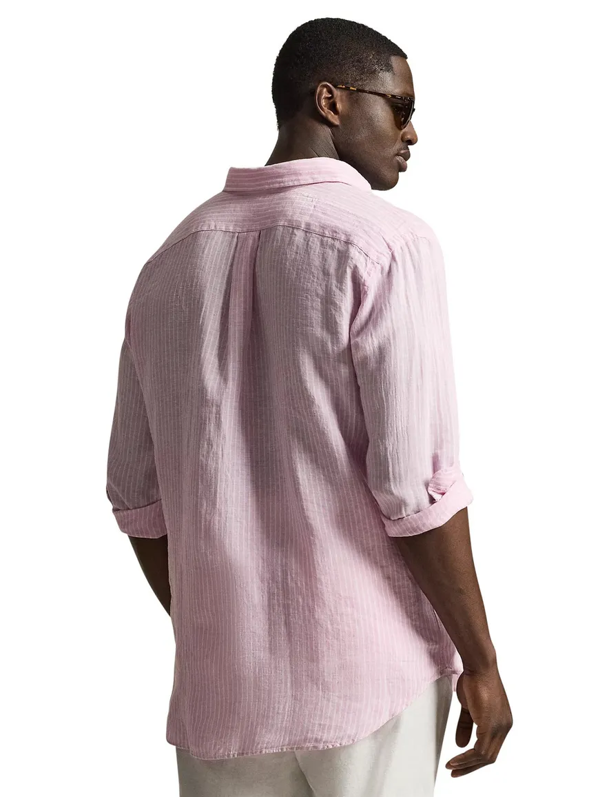 Polo Ralph Lauren overhemd roze gestreept linnen