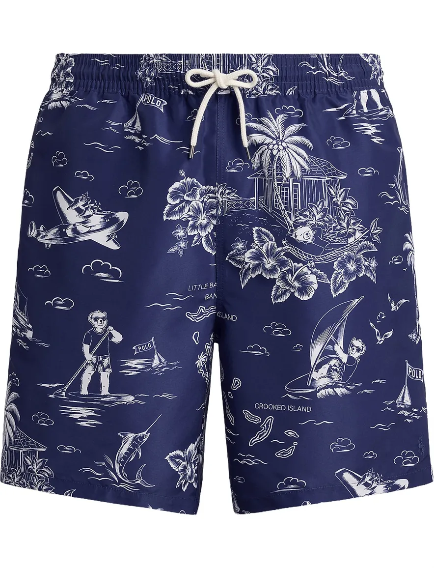 Polo ralph lauren big & tall zwembroek bear print donkerblauw