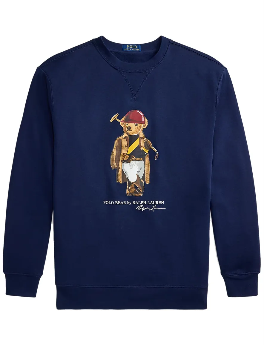 Polo Ralph Lauren Big & Tall Bear sweater donkerblauw opdruk