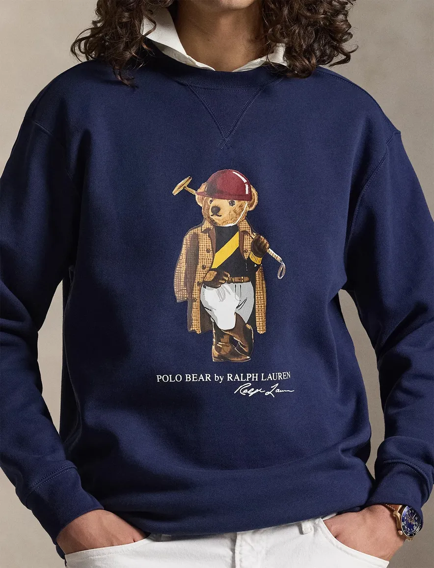 Polo Ralph Lauren Big & Tall Bear sweater donkerblauw opdruk