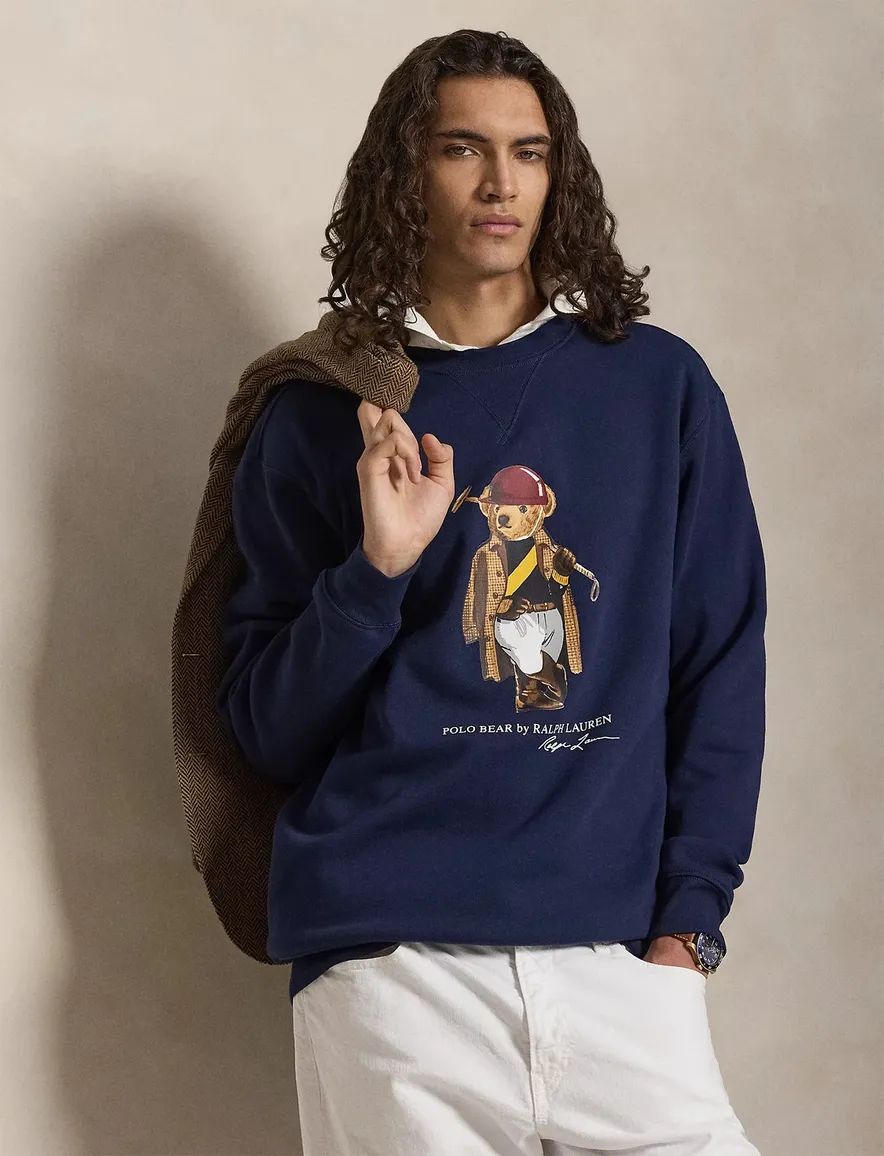 Polo Ralph Lauren Big & Tall Bear sweater donkerblauw opdruk