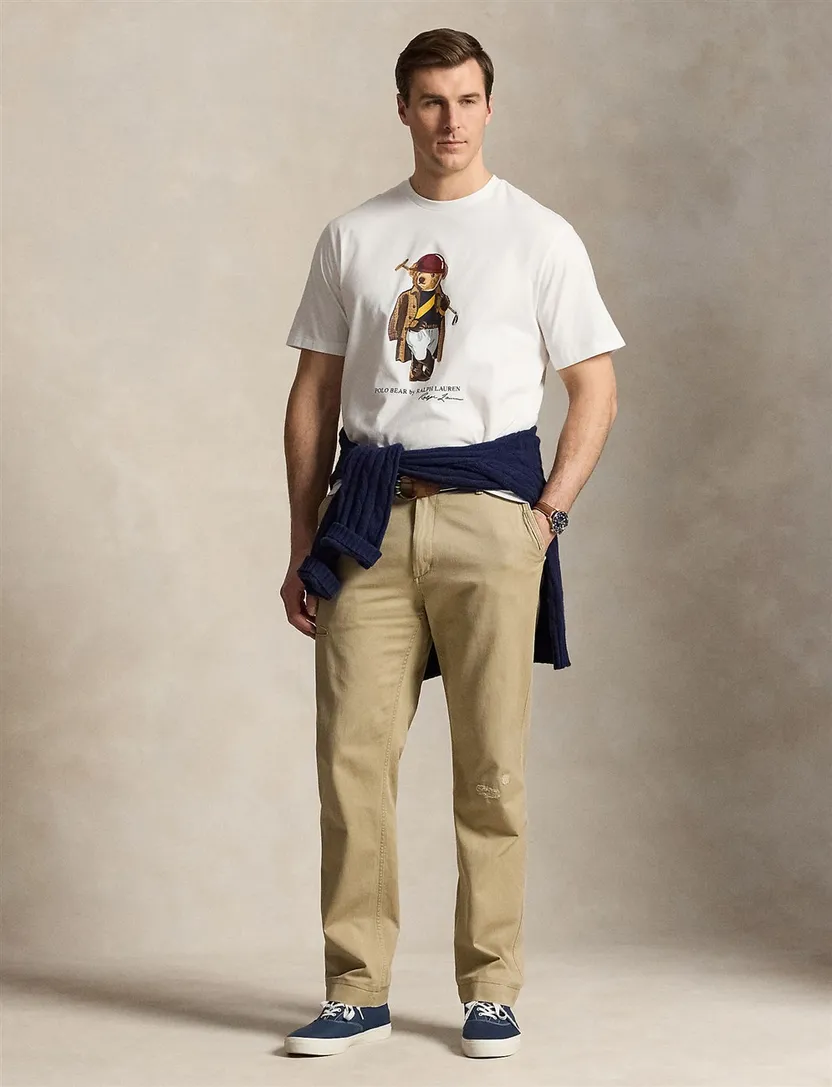 T-shirt wit Polo Ralph Lauren wijde fit katoen