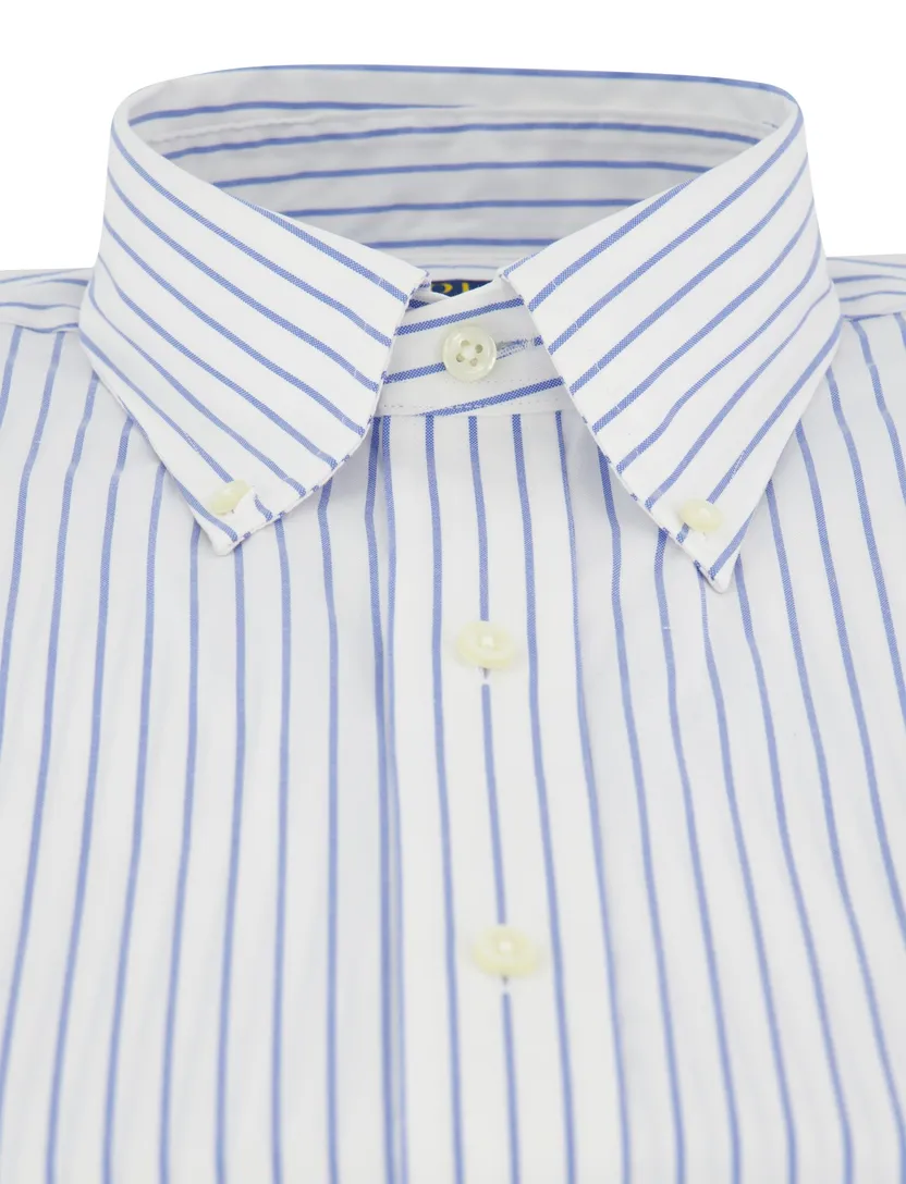 Gestreept overhemd Polo Ralph Lauren Custom Fit wit blauw
