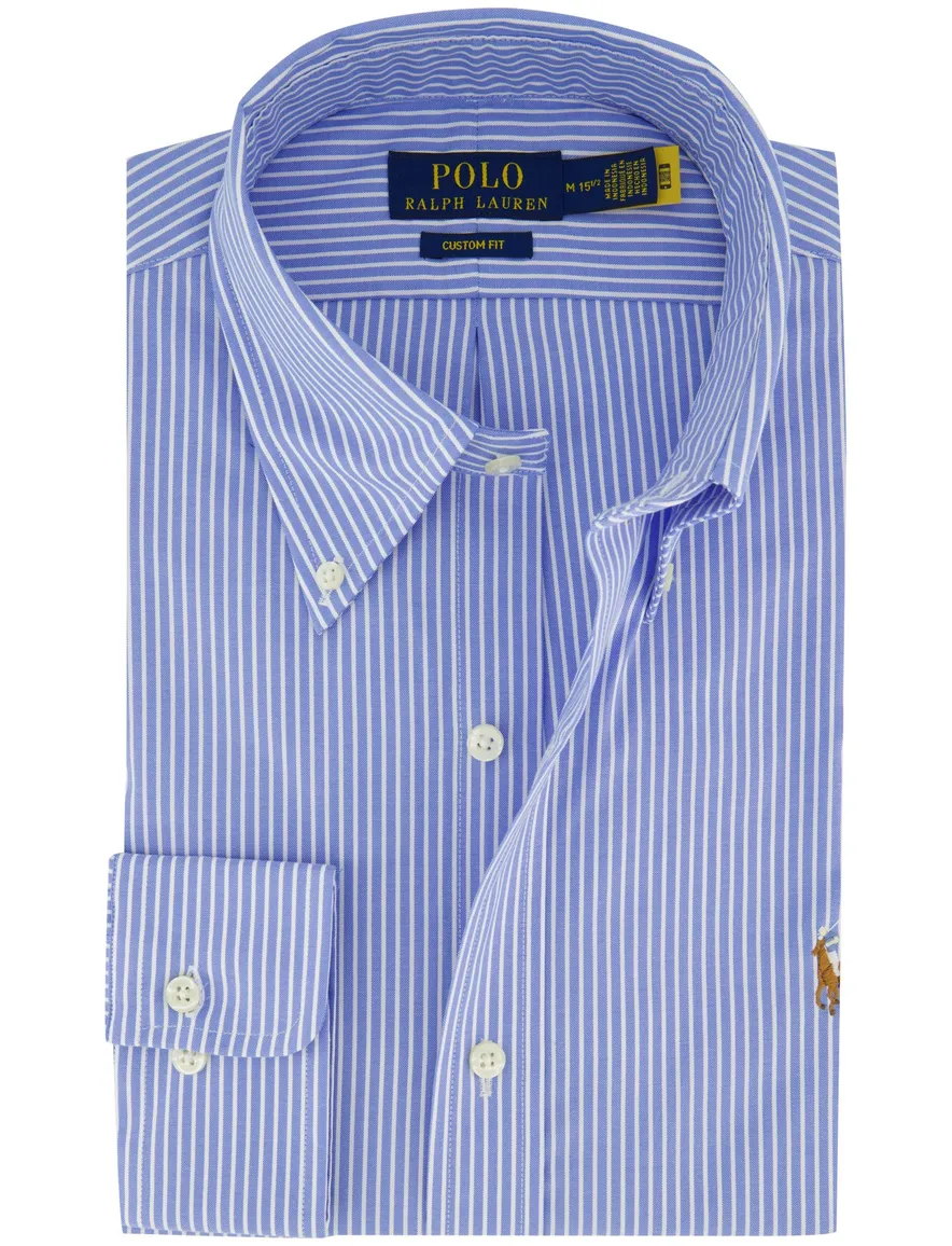 Overhemd blauw witte streep Polo Ralph Lauren Custom Fit
