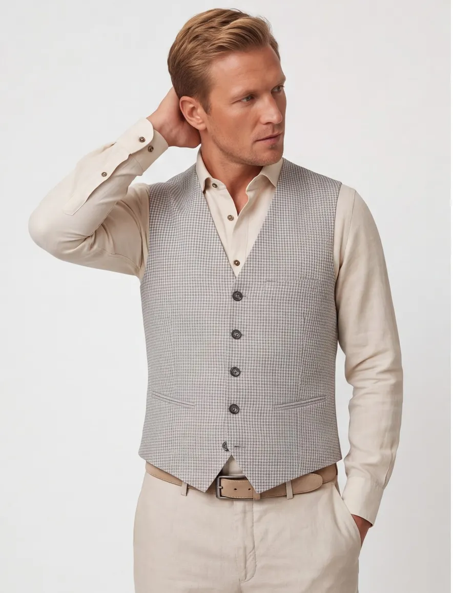 beige gilet Club of Gents slim fit
