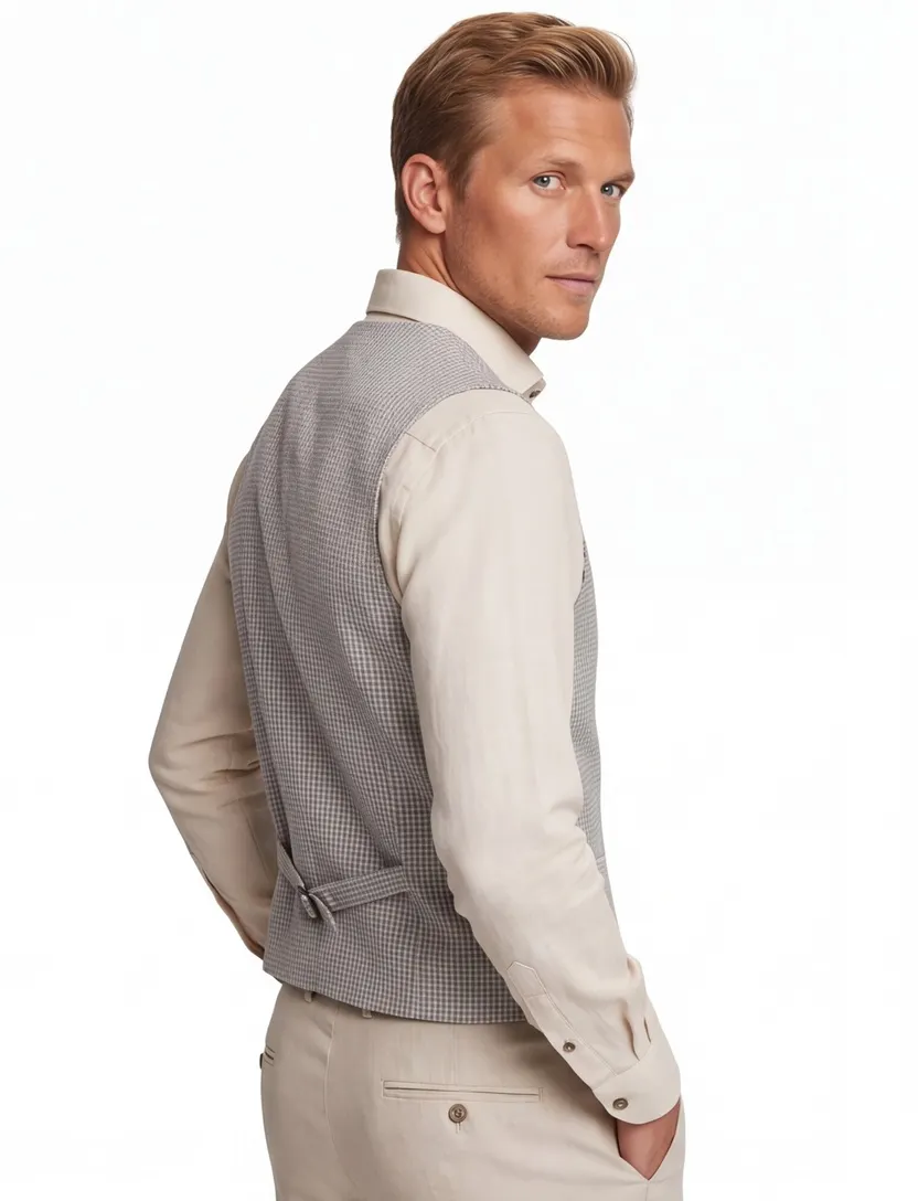 gilet Club of Gents beige slim fit printje