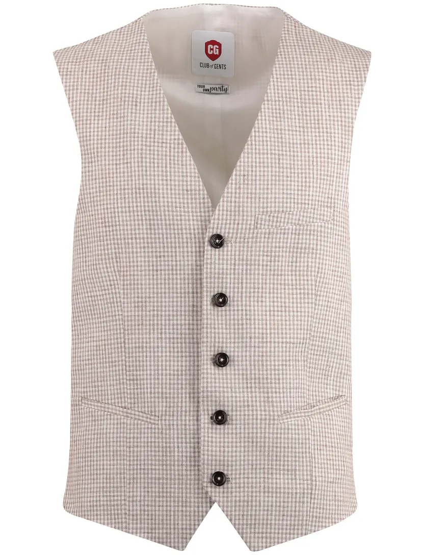 gilet Club of Gents beige geruit slim fit mix & match