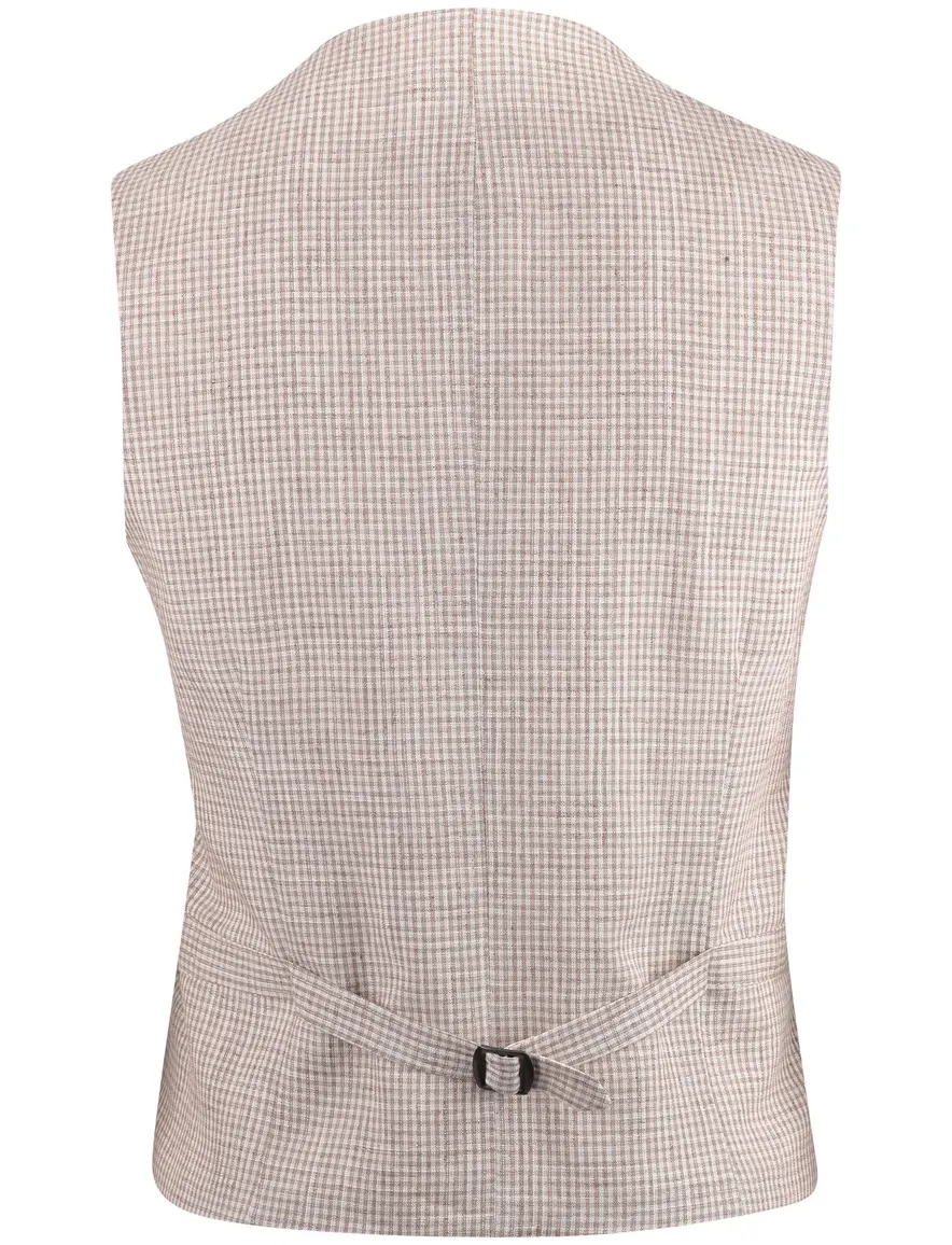 Club of Gents gilet mix & match beige wit geruit