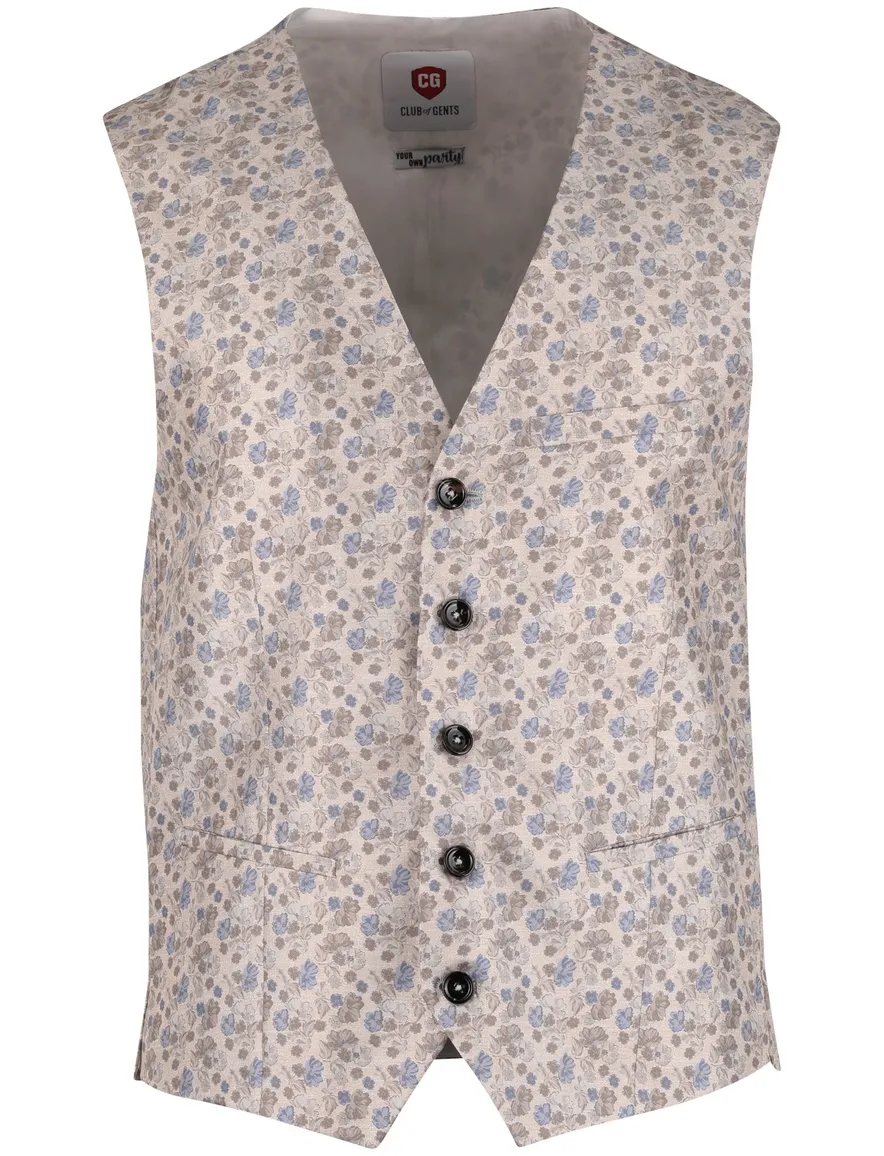 Club of Gents gilet beige bloemen print zijde
