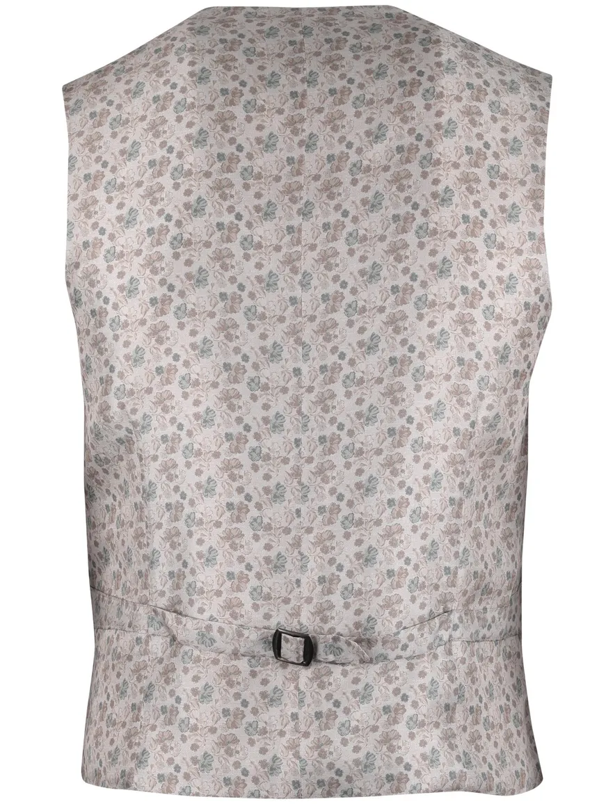 Club of Gents gilet beige zijde met groene bloemen
