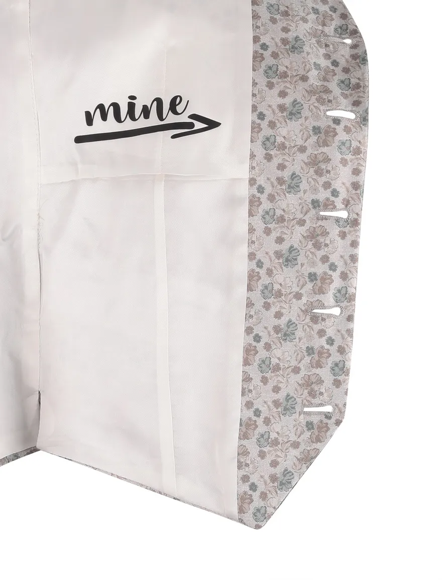 Club of Gents gilet zijde beige met groene broemen print