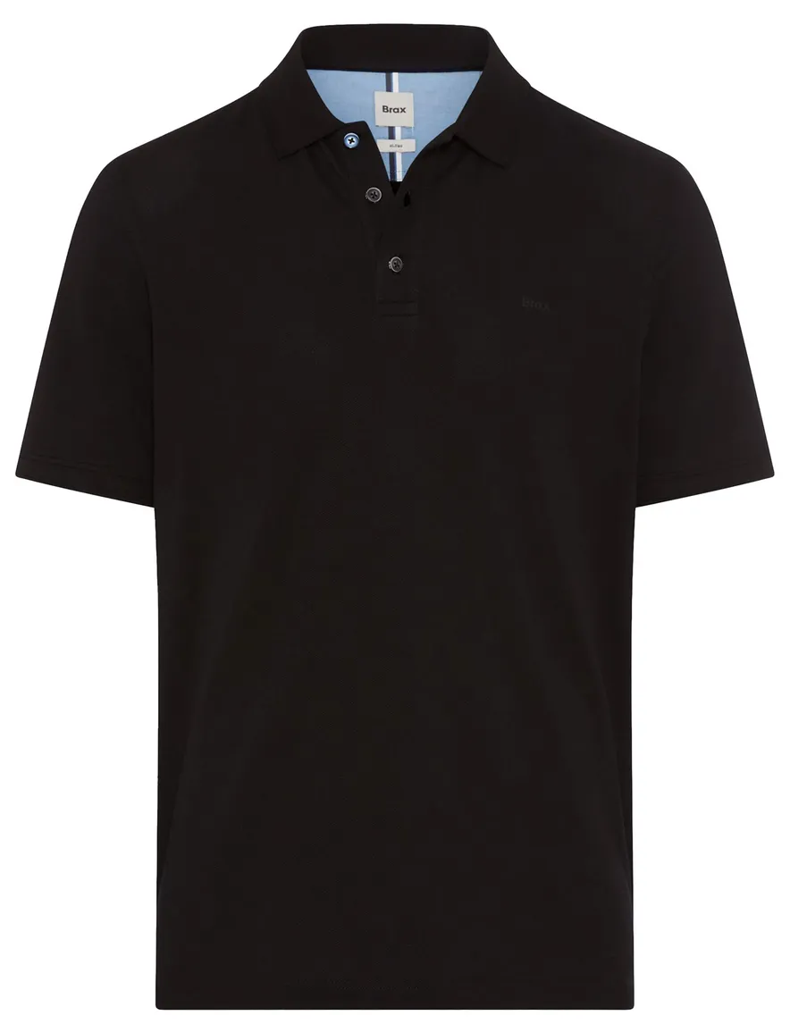 Brax poloshirt zwart korte mouw katoen 3 knopen