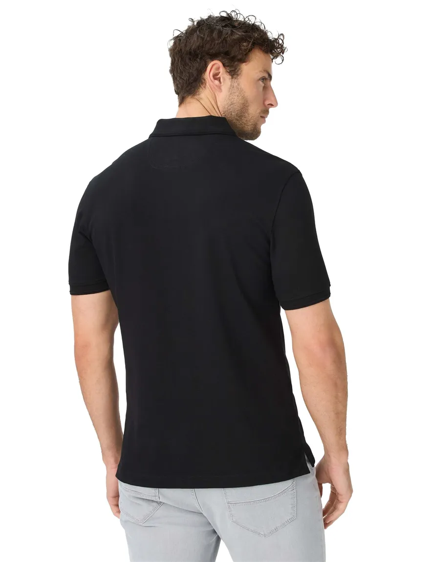 Brax poloshirt zwart korte mouw katoen 3 knopen