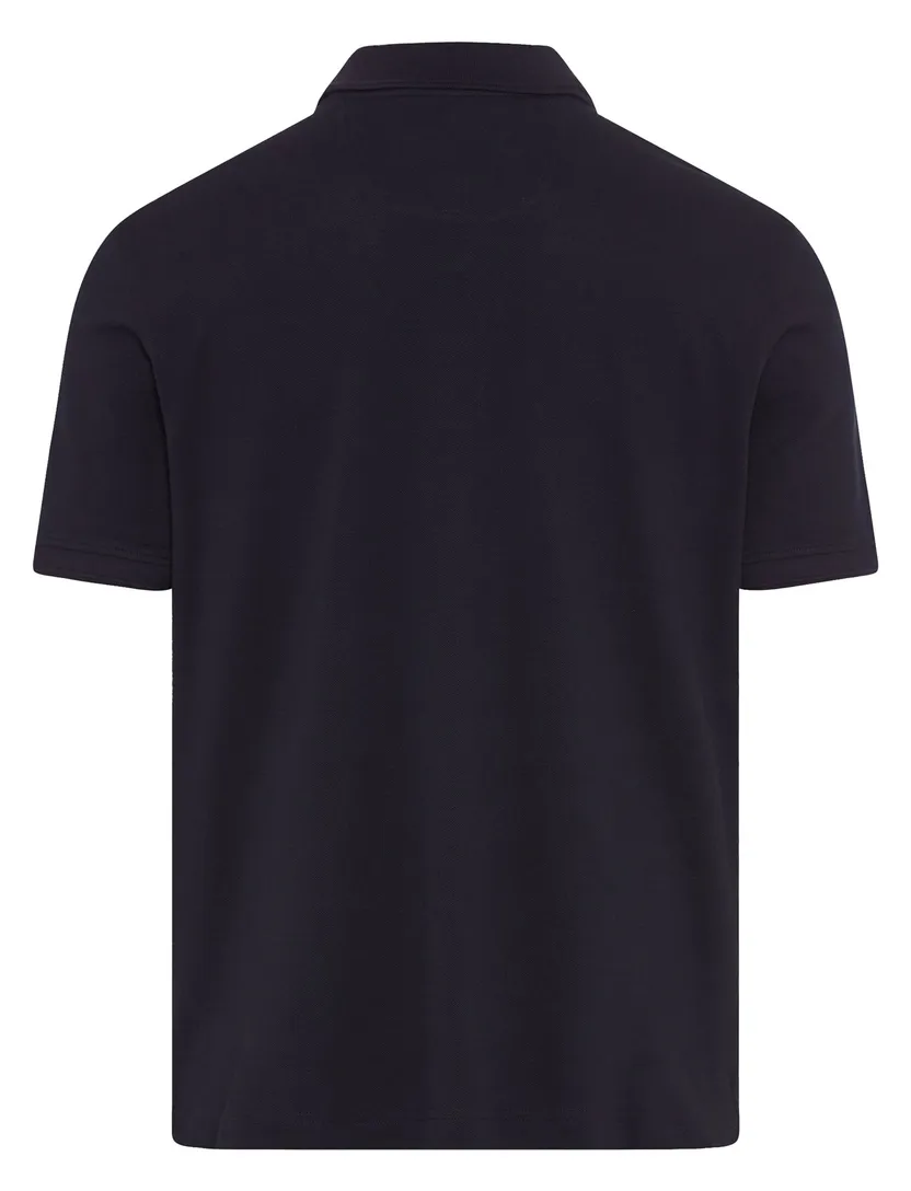 donkerblauwe polo korte mouw 3-knoops normale fit