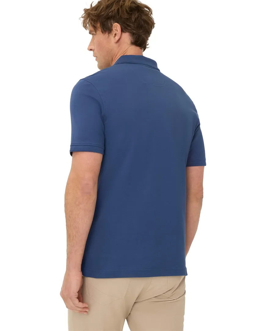 blauwe poloshirt Brax korte mouw 3 knopen normale fit