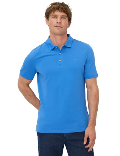 Brax Brax polo blauw katoen 3 knopen korte mouw
