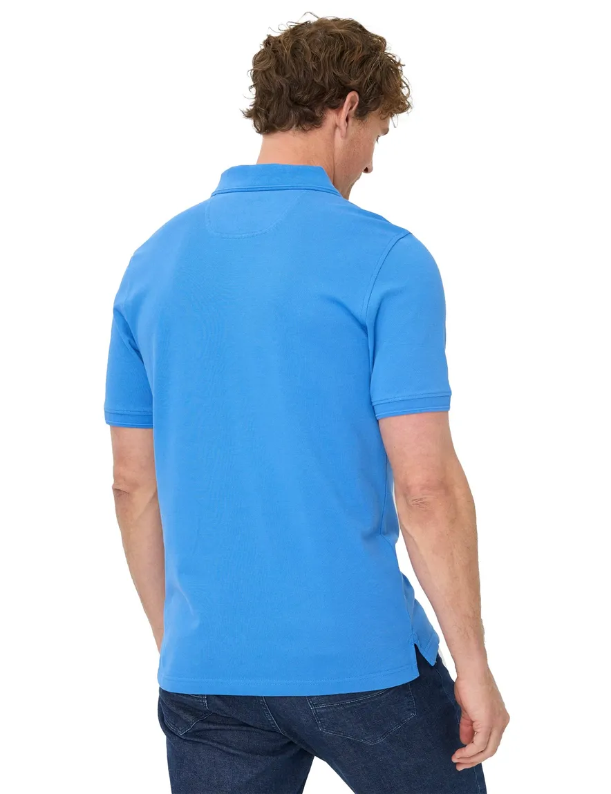 Brax polo blauw katoen 3 knopen korte mouw