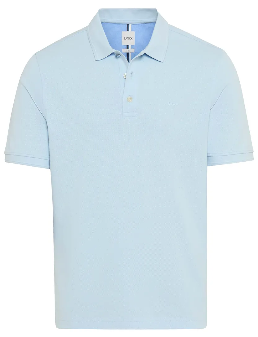 Poloshirt Brax lichtblauw korte mouw normale fit katoen