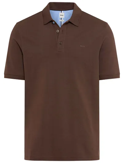 Brax Brax polo bruin normale fit korte mouw katoen