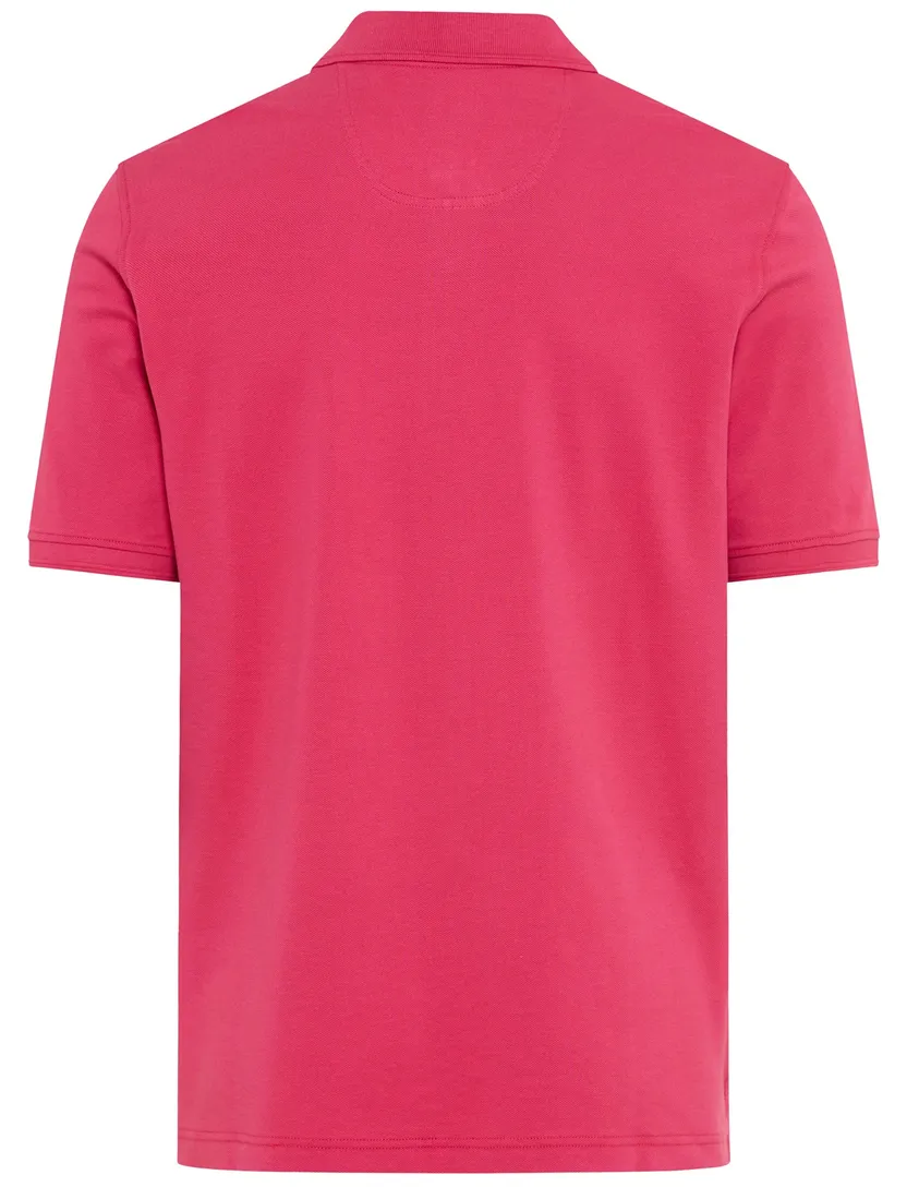Brax poloshirt roze normale fit korte mouw 3-knoops