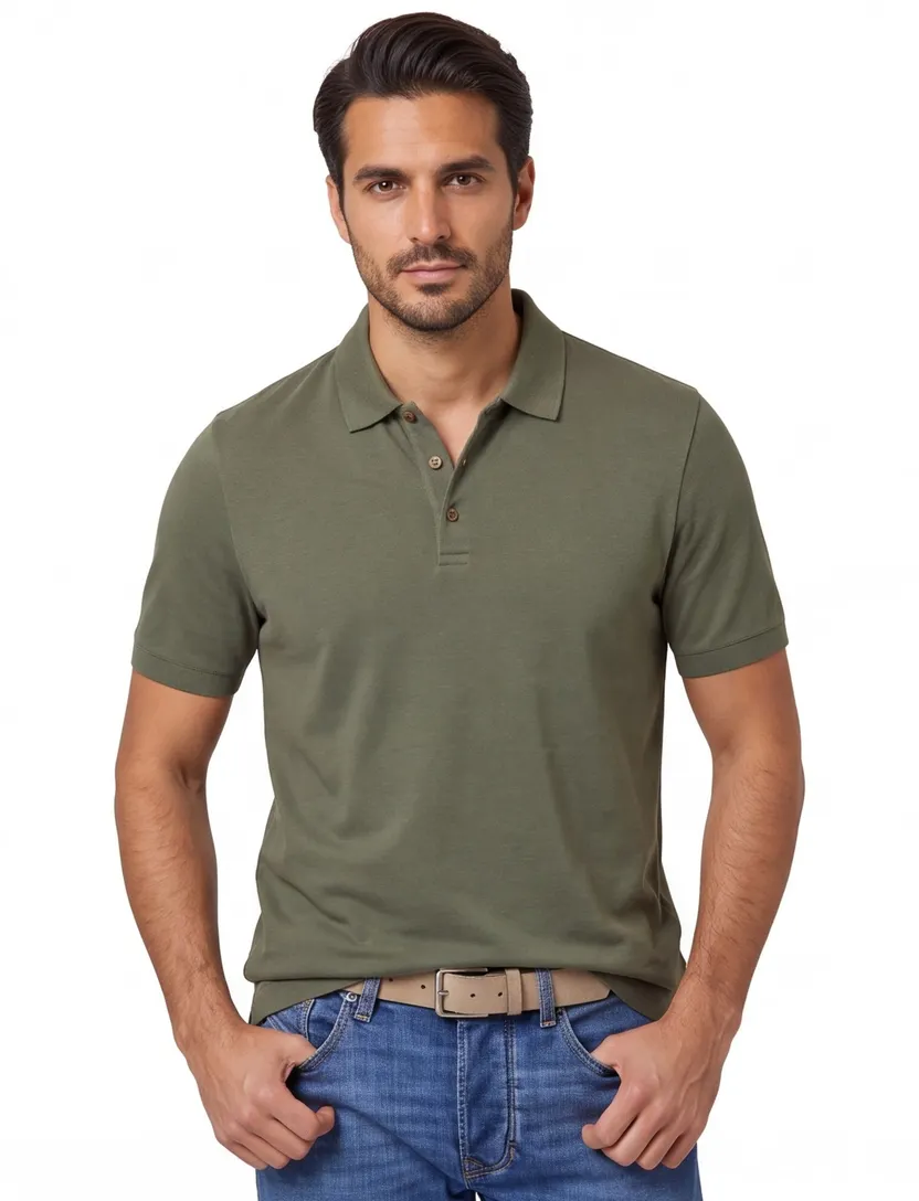 Brax poloshirt groen normale fit 3 knopen
