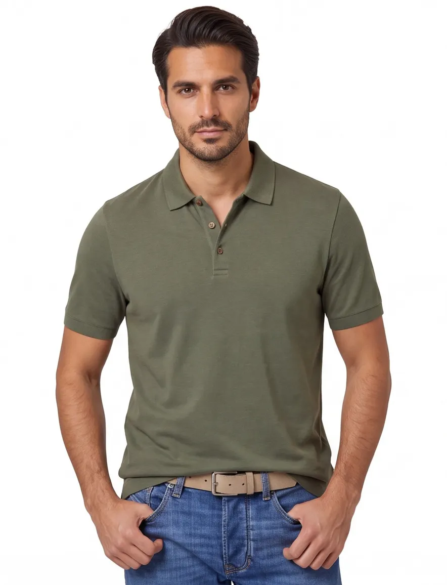 Brax poloshirt groen normale fit katoen