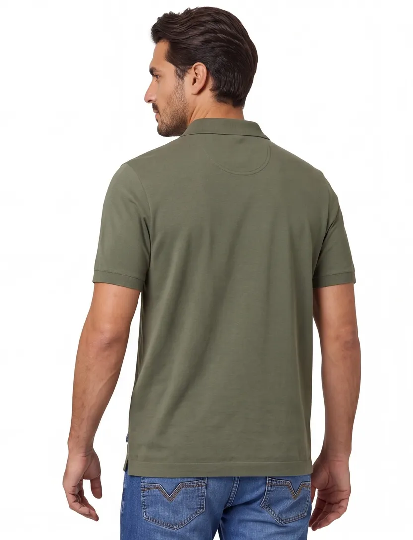 Brax poloshirt groen normale fit 3 knopen