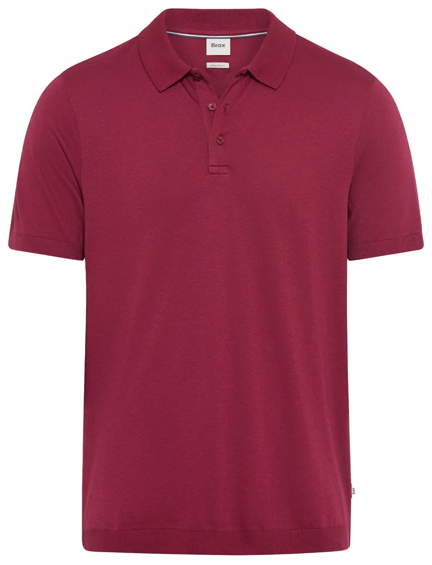 Brax poloshirt bordeaux effen katoen