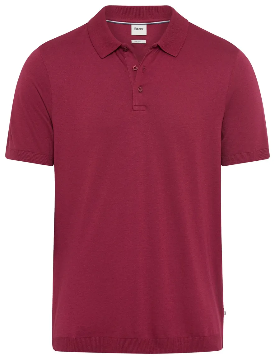 Brax poloshirt rood effen katoen