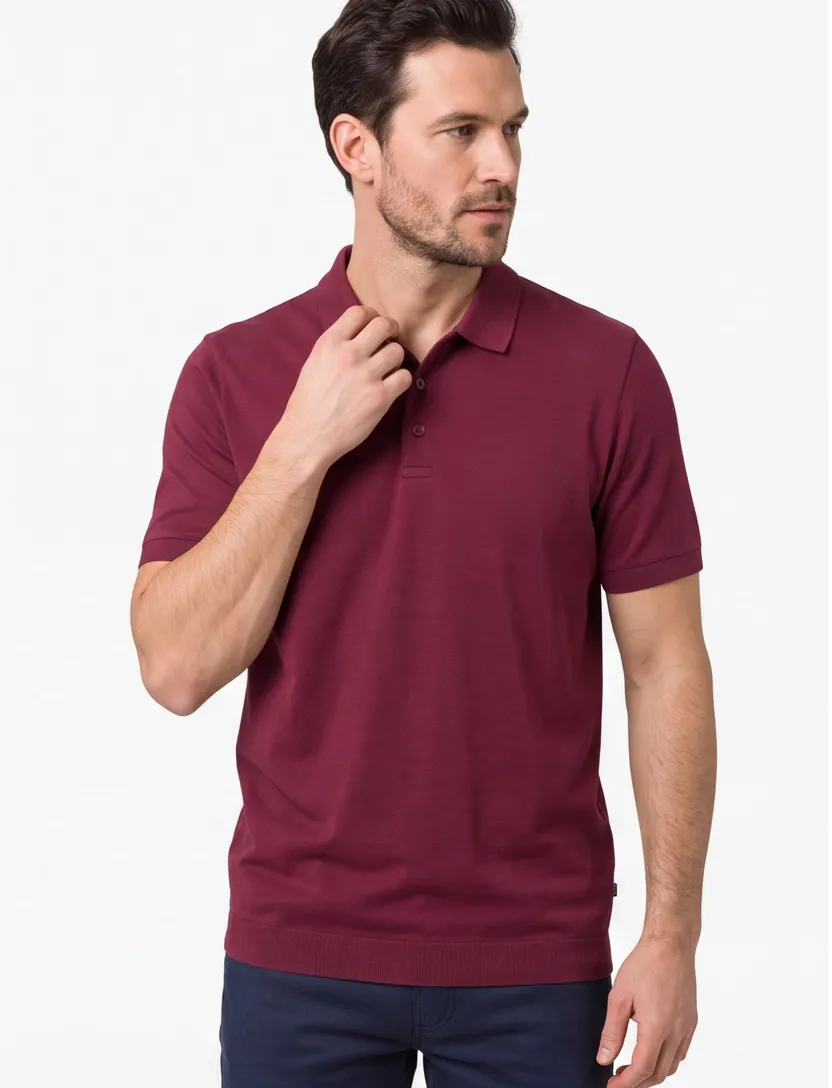 Brax polo bordeaux normale fit 3 knopen