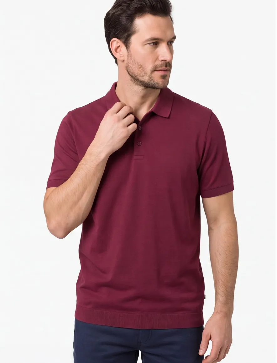 Brax poloshirt rood effen katoen