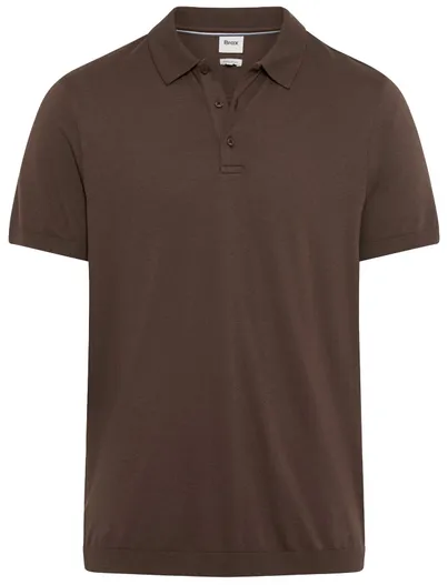 Brax Brax poloshirt bruin effen katoen 3 knoops