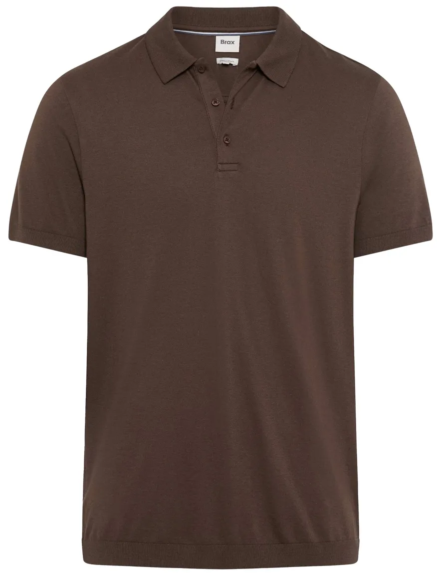 Brax poloshirt bruin effen katoen 3 knoops