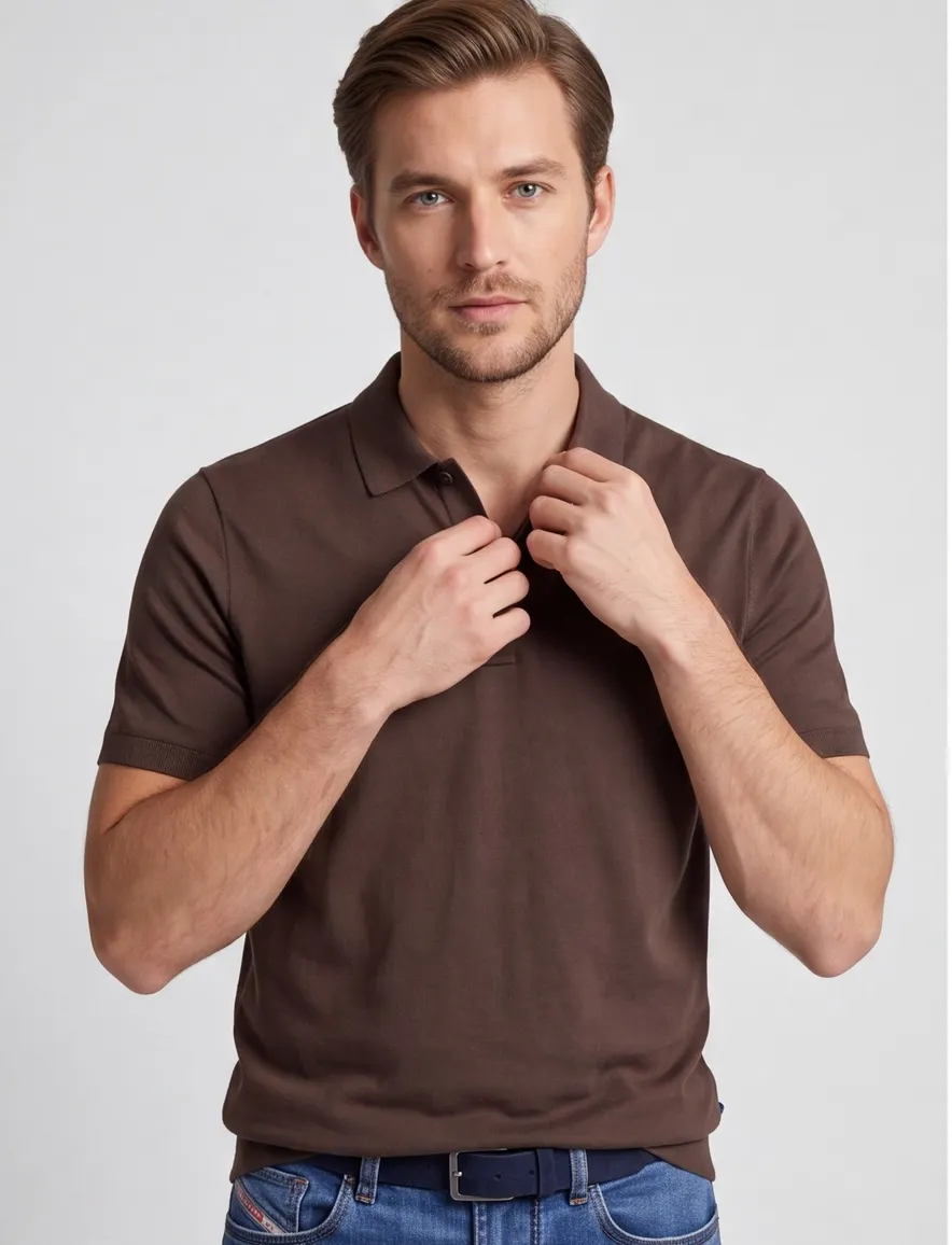 Brax polo bruin normale fit