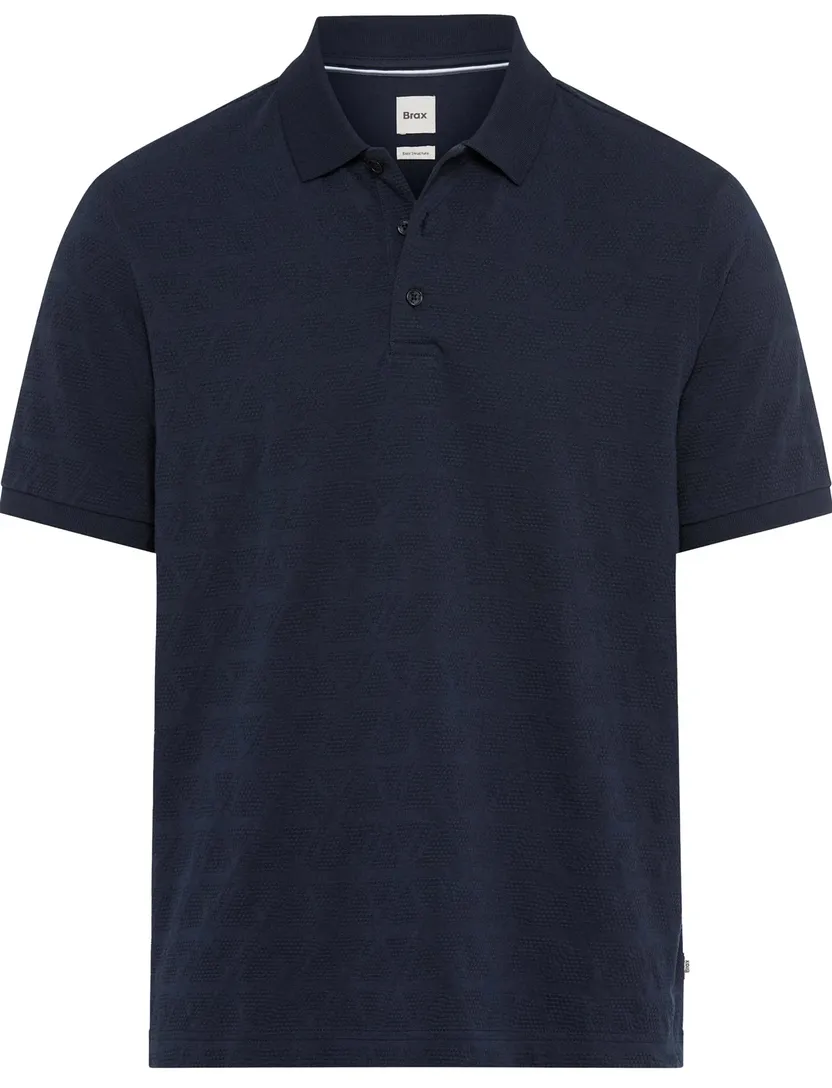 Brax polo donkerblauw katoen normale fit 3 knoopjes