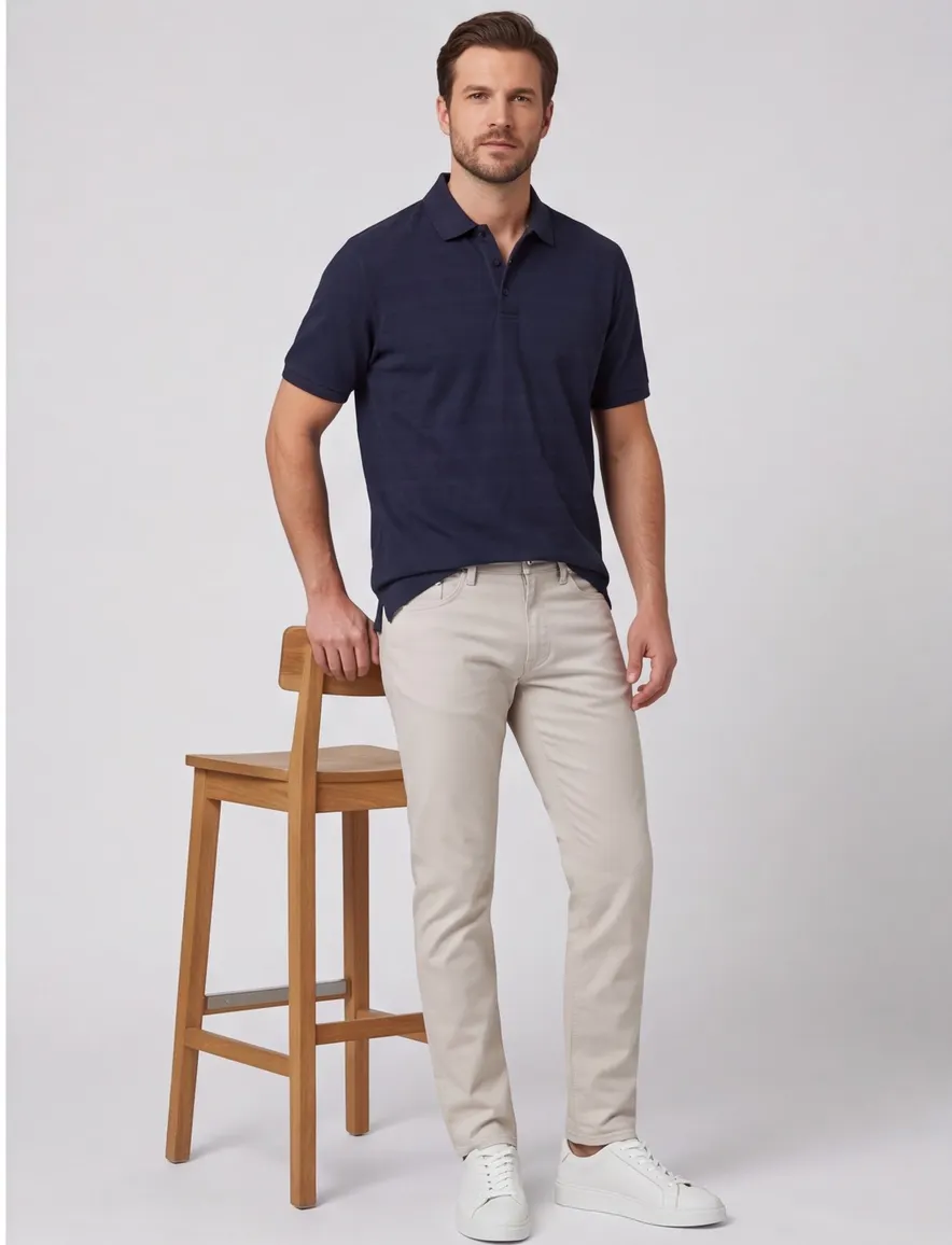 Brax poloshirt donkerblauw 3 knoops effen