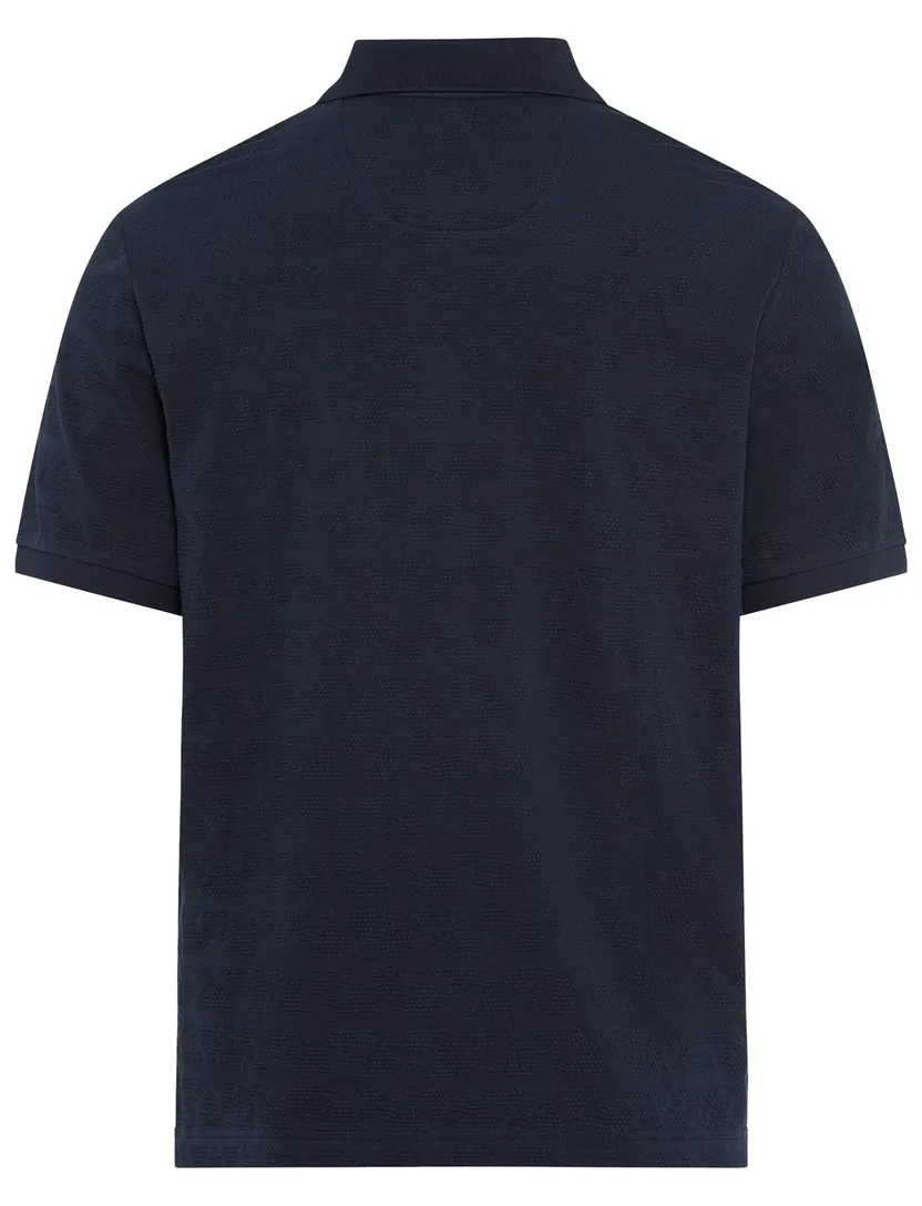 Brax polo donkerblauw katoen normale fit 3 knoopjes