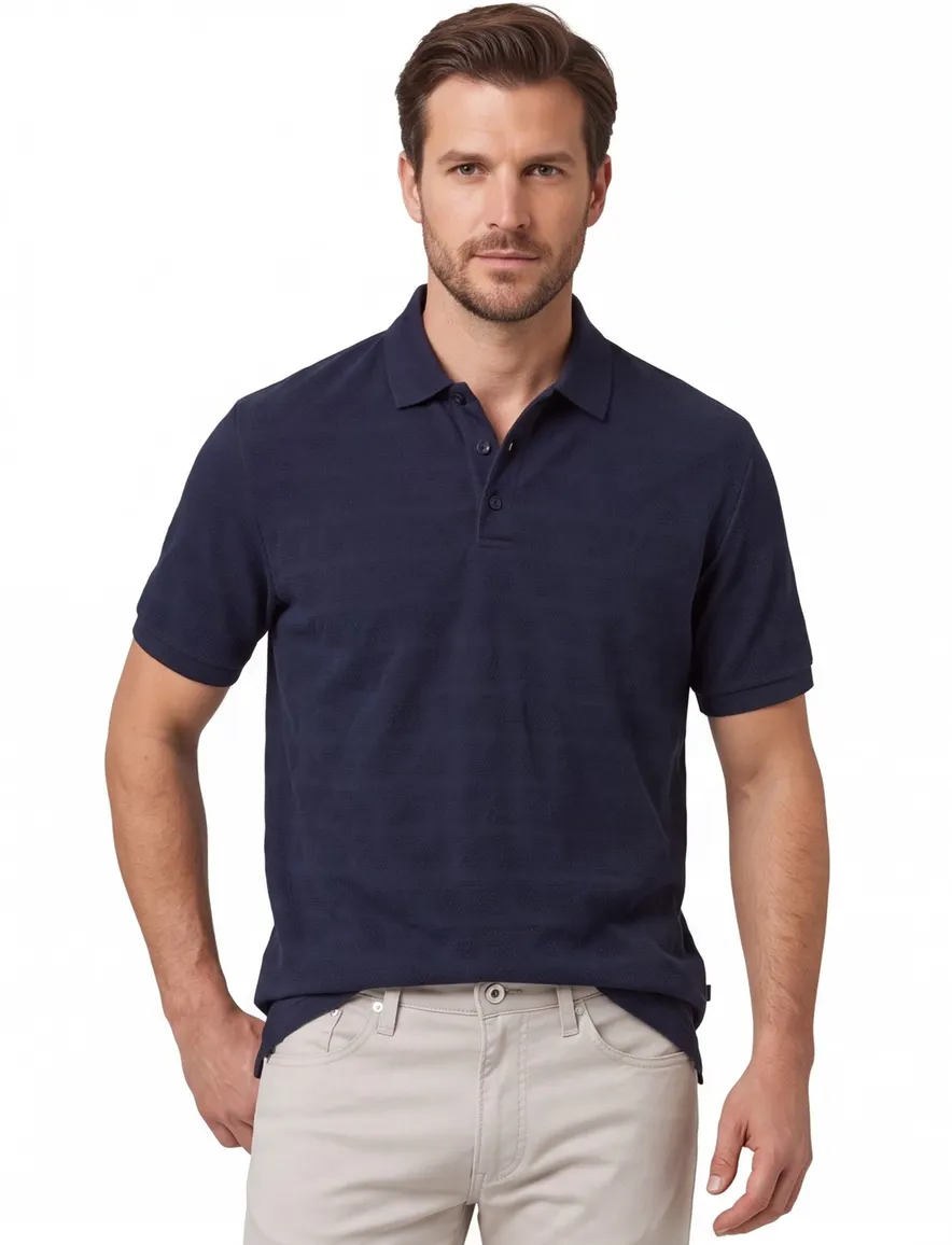 Brax poloshirt donkerblauw 3 knoops effen
