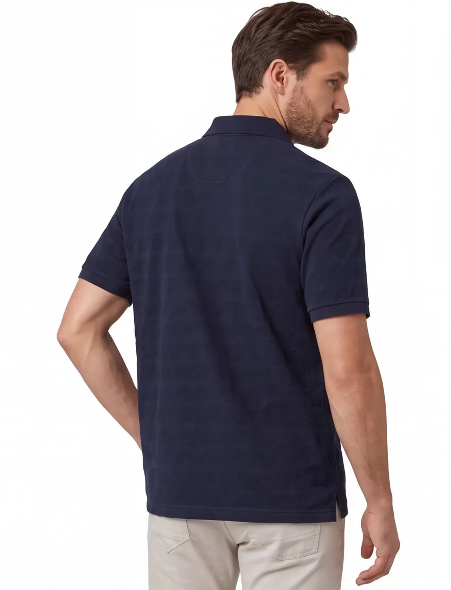 Brax poloshirt donkerblauw 3 knoops effen