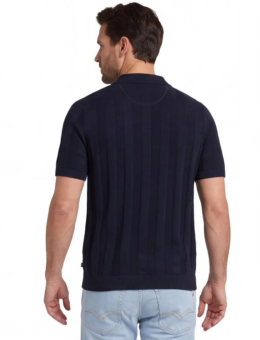 Brax poloshirt gestreept donkerblauw normale fit katoen
